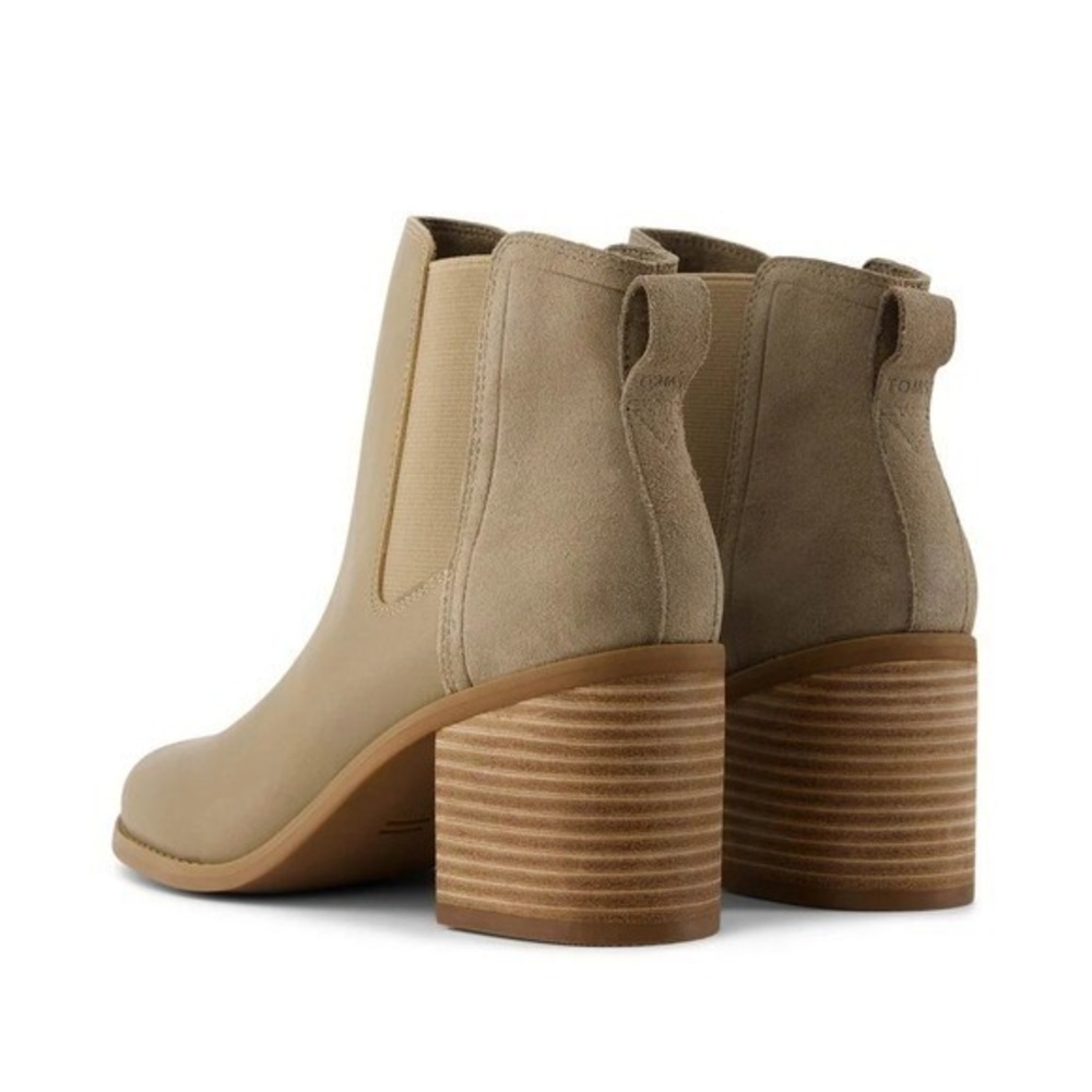 TOMS Evelyn Chelsea Ankle‎ Boots Sustainable Suede Leather Dune Brown Size 7 NWT - Picture 3 of 9
